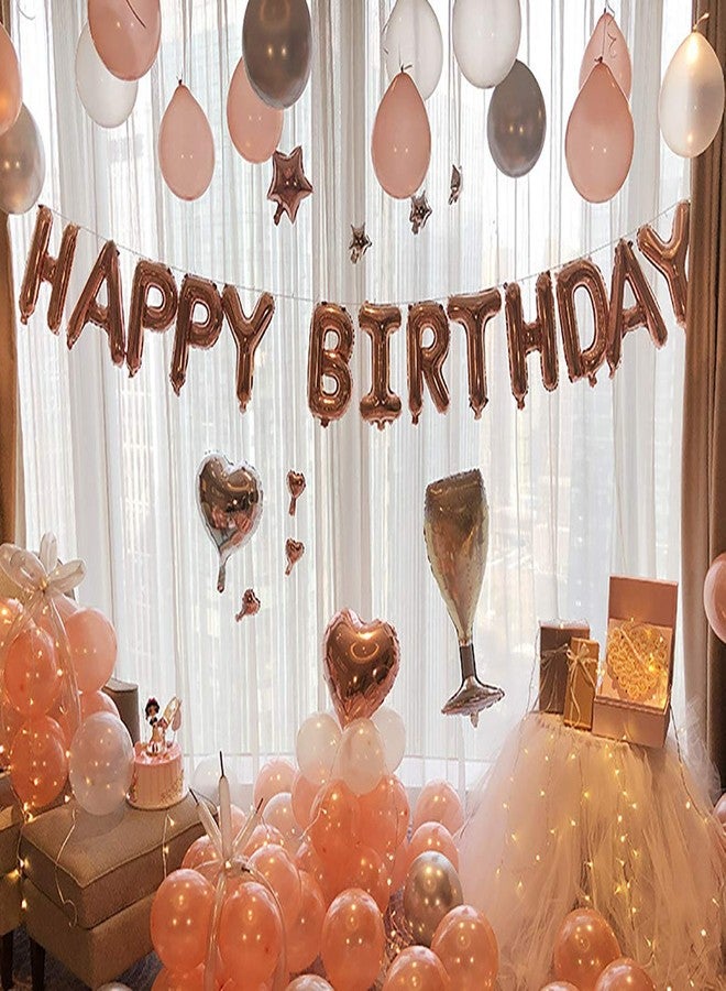 KALOR Rose Gold Happy Birthday Balloons Banner, 16 Inch Mylar Foil Letters Balloon Sign for Birthday Party Decorations Photo Booth Backdrop - Image 4